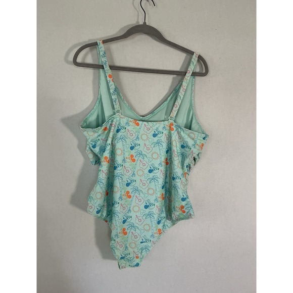 Disney Aqua One Piece Swimsuit with Orange and Blue Accents 1X - Picture 5 of 10